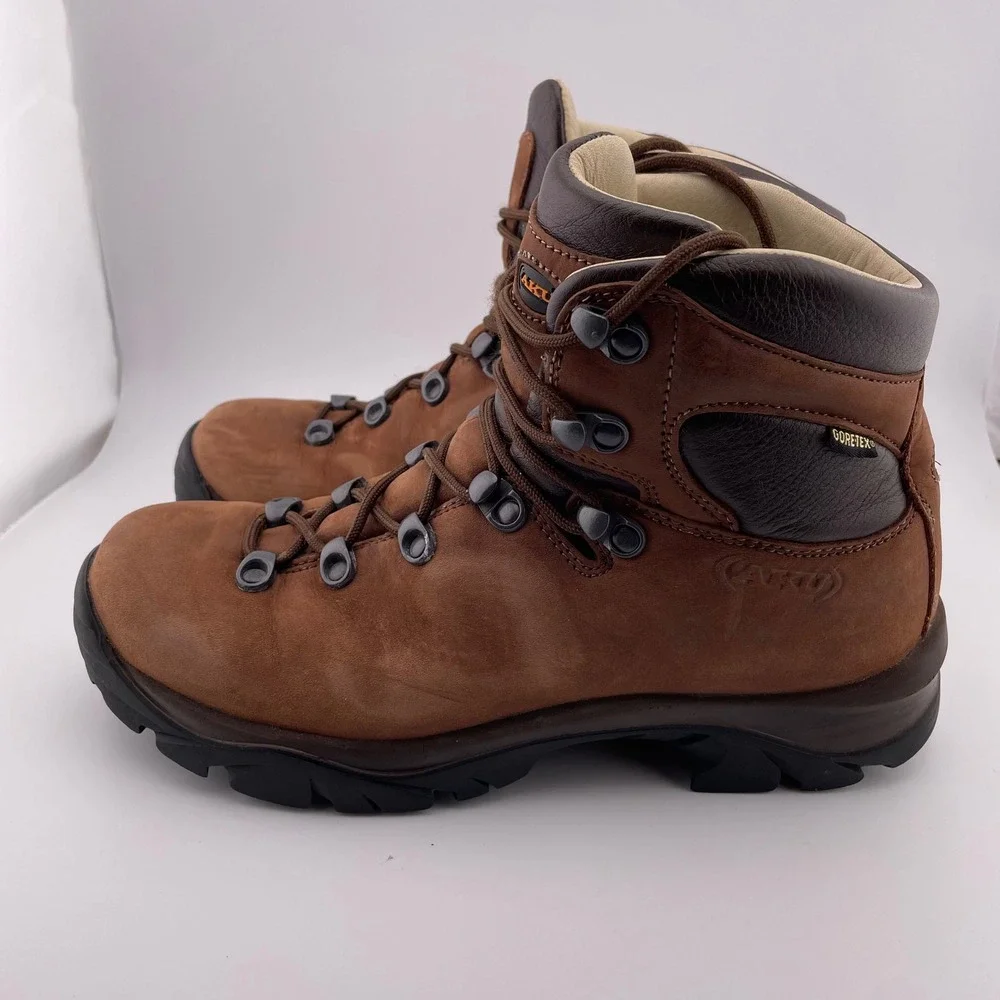 AKU Gore-Tex Brown Leather Hiking Boots Vibram Sole Mens 6 Womens 7.5‎ 132/1